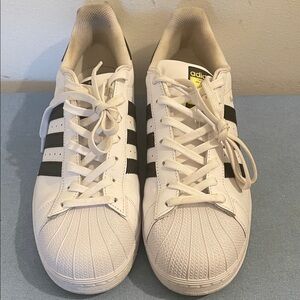 adidas White Sneakers with Black Stripes